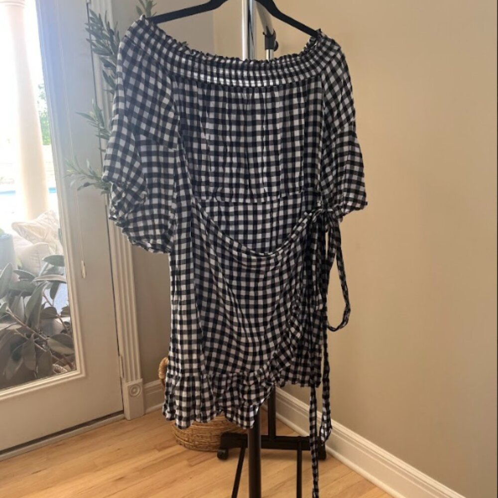 Aakaa Off the shoulder plaid dress